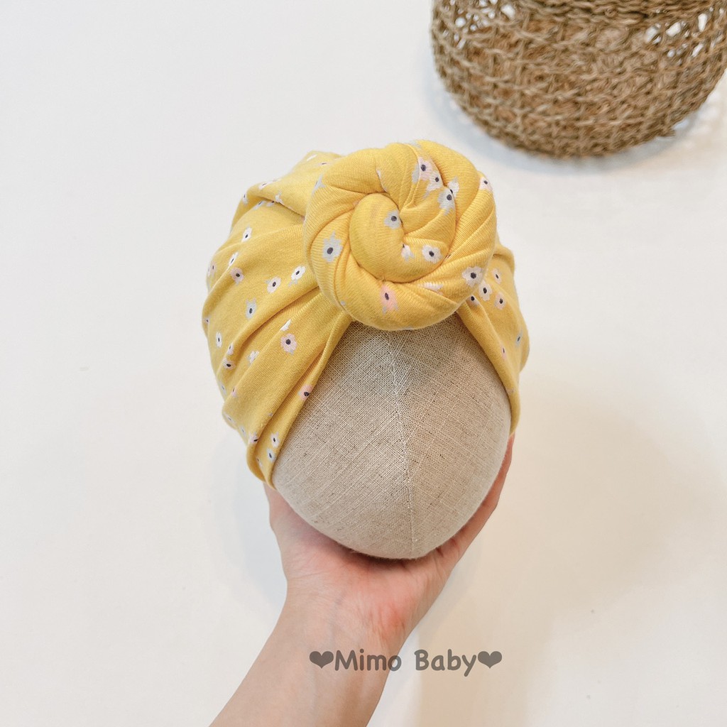 Mũ turban bé gái - Hoa vàng (4-8kg)
