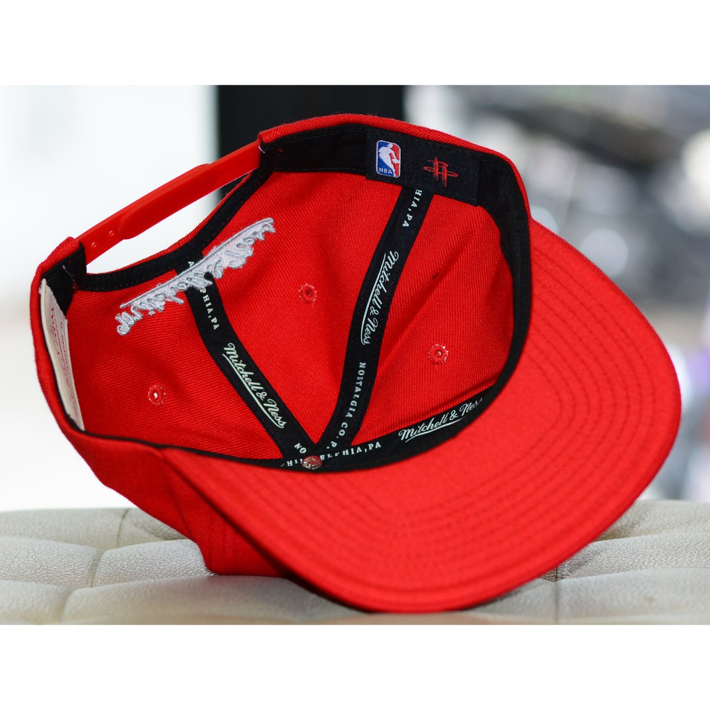 Mũ snapback hãng Mitchell & Ness Houston Rockets snapback đỏ (hình thật)