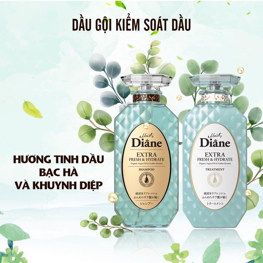 Dầu Gội Xả Dành cho tóc bết dính, da đầu nhờn, nhiều dầu Moist Diane Extra Fresh &amp; Hydrate Nhật Bản hàng chính hãng