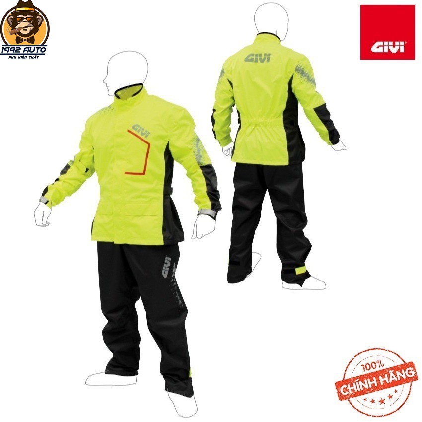 Áo Mưa Bộ Givi PRS04 Vàng Neon Hàng Chính Hãng