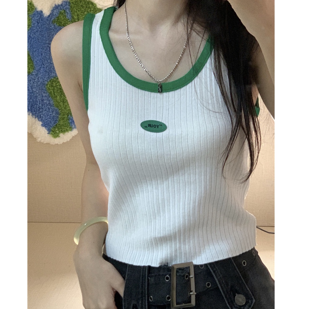 【ZHELIHANGFEI】Áo Hai Dây Dáng Ngắn Chữ I Màu Sắc Phù Hợp Cho Nữ