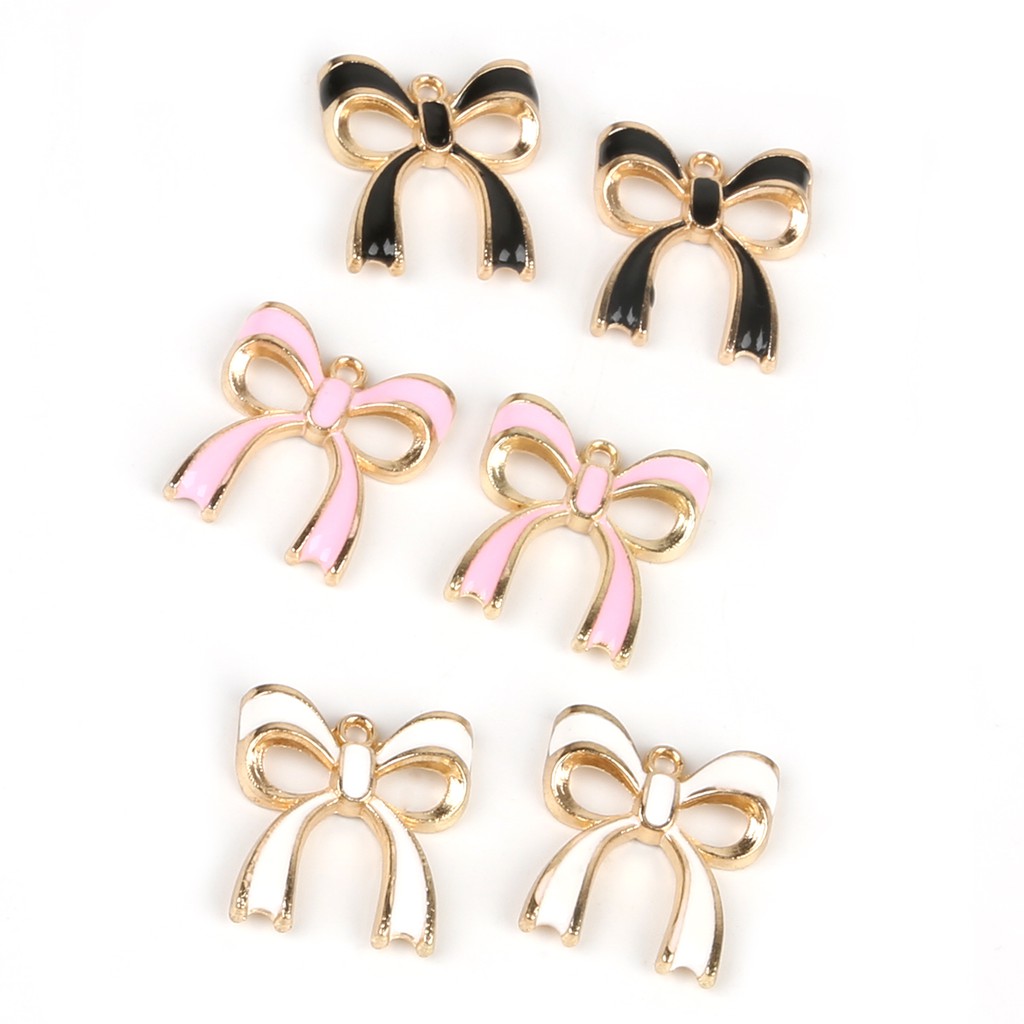 Set 10 mặt trang sức BEADIA thiết kế nơ hợp kim kẽm tráng men dành cho làm dây chuyền DIY
