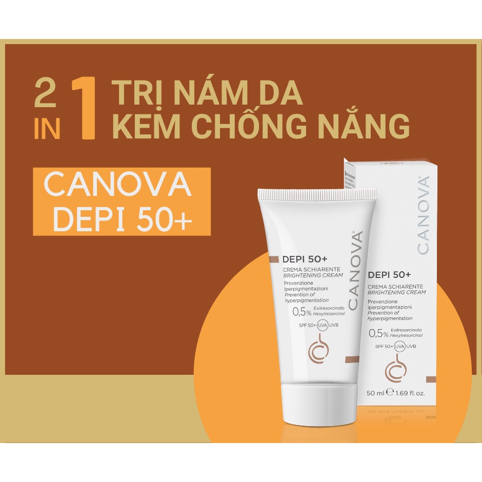 CANOVA Depi 50+ Brightening Cream 50mL - Kem Làm Mờ Nám, Sáng Da Ban Ngày.