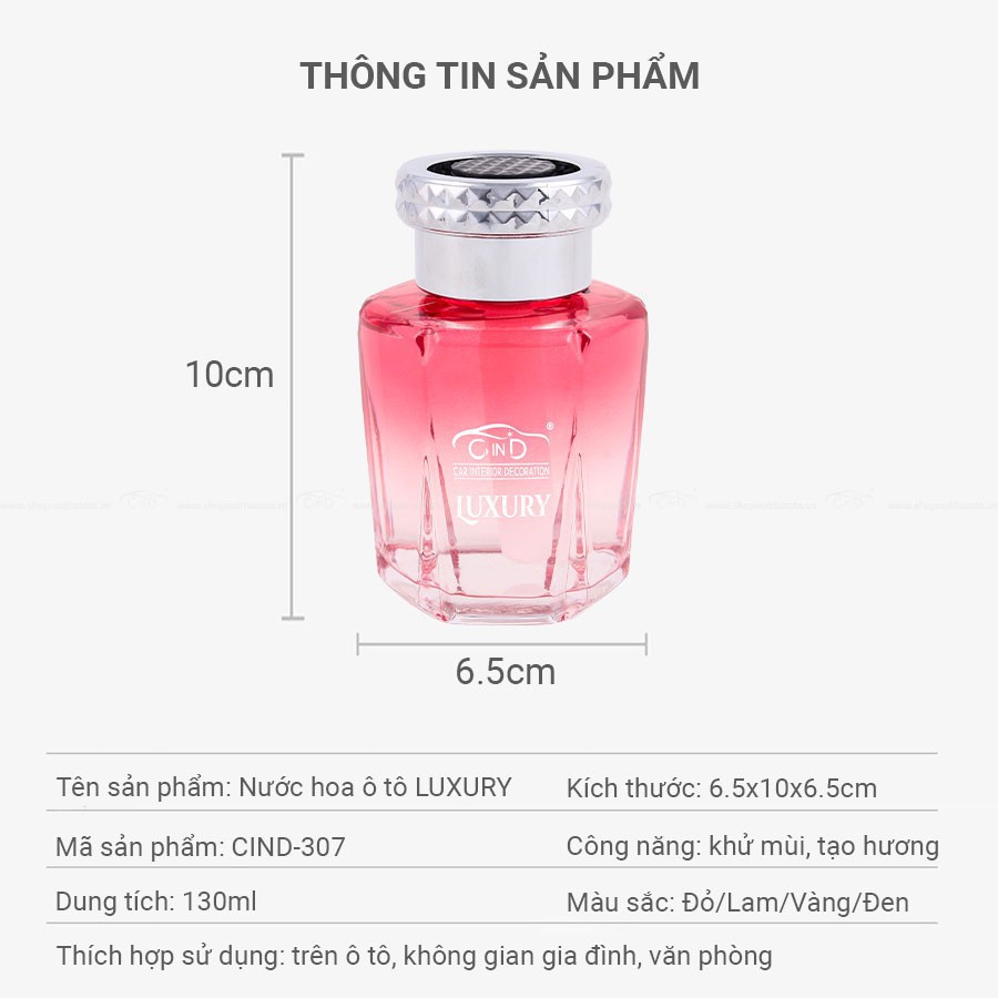 Nước Hoa Ô Tô LUXURY CIND-307 130ml, Nước Hoa Xe Hơi Cao Cấp