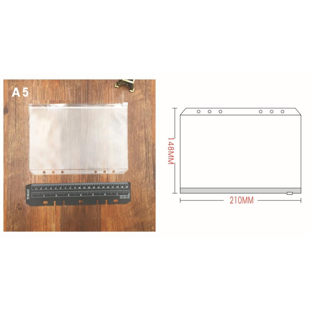 Bìa sổ còng binder KOLANO bìa còng 6 lỗ A5 A6 kiêm túi đựng có khóa kéo SN-001337