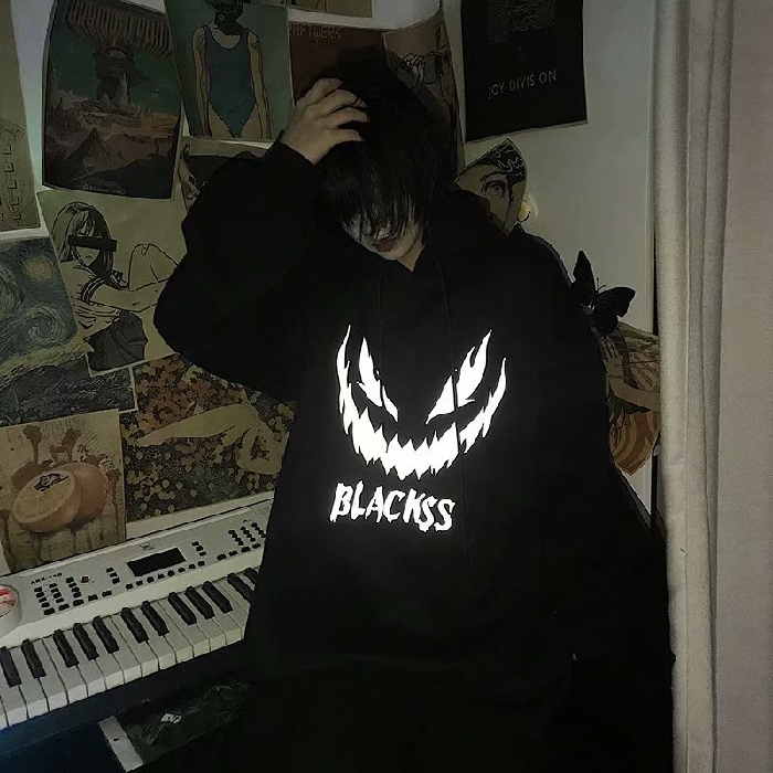 Áo hoodie tay dài dáng rộng họa tiết phản quang thời trang cá tính cho nam | BigBuy360 - bigbuy360.vn