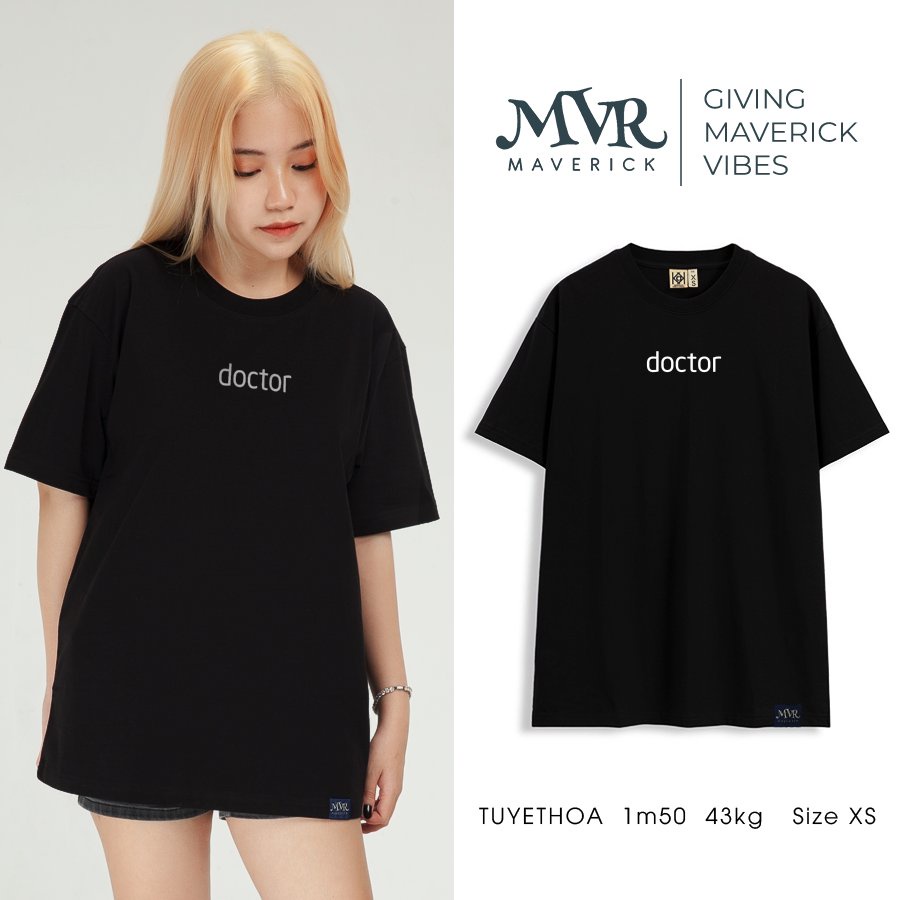 Áo form rộng nam nữ Cotton thoáng mát chữ bác sĩ vui nhộn phong cách MVR size rộng tee Mỹ KK4048