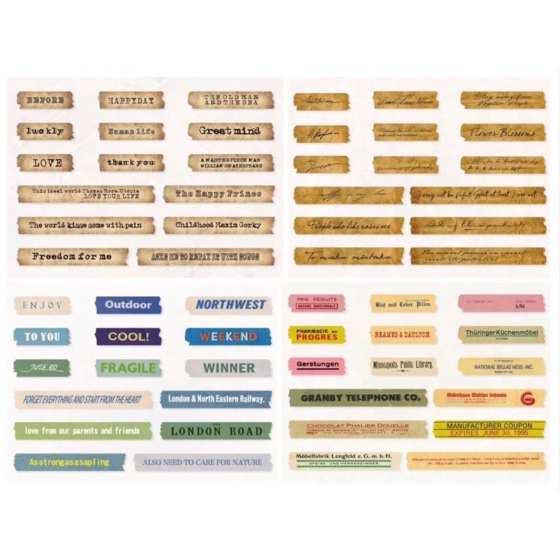 Set sticker nhãn dán cổ điển vintage trang trí sổ bullet journal