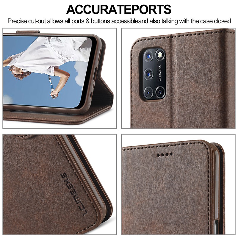 Bao da nắp gập có ngăn đựng thẻ cho Oppo A53 A54 A55 A72 A73 A74 A93 A94 5g / A74 A94 4g