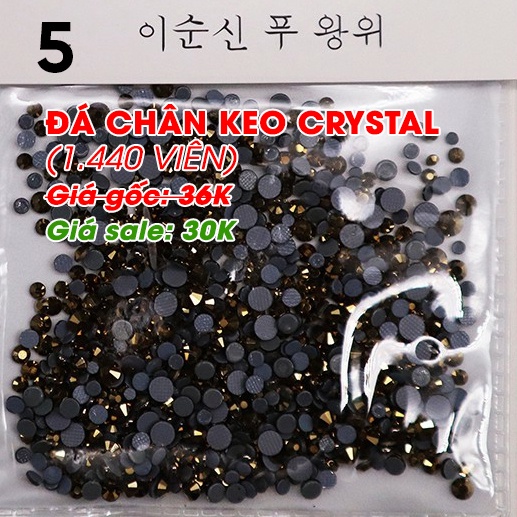 Đá chân keo Crystal loại đẹp, mix size 1.440 viên