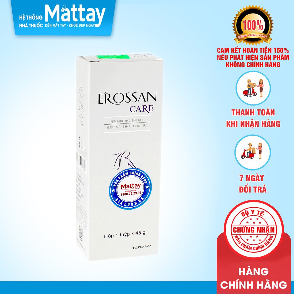 Erossan Care - Tuýp 45g - Làm Sạch Vùng Kín, Ngăn Ngừa Nấm Ngứa