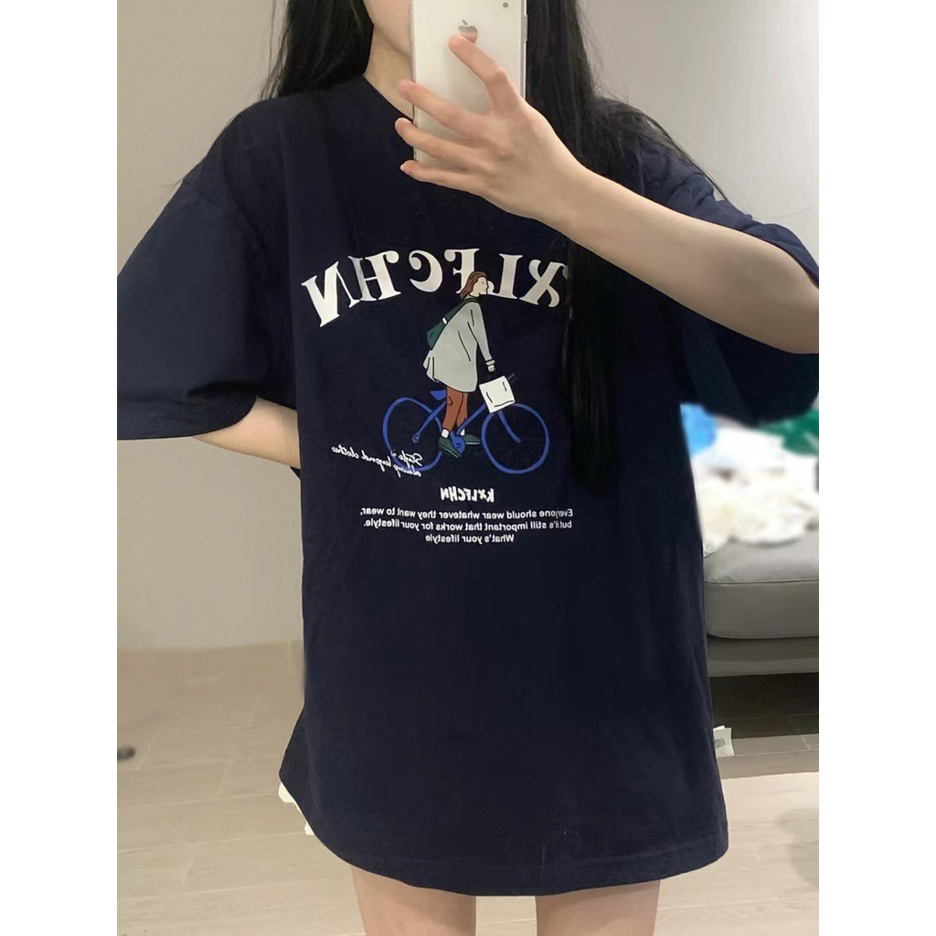 NRVP Áo Thun Nữ Oversize Cổ Tròn Thời Trang Hàn Quốc