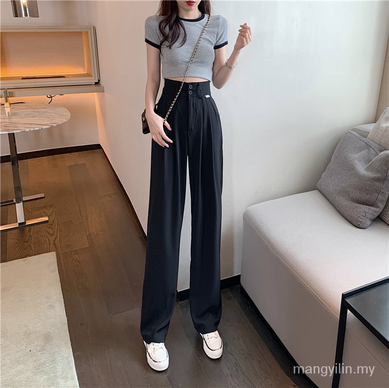 Quần Dài Lưng Cao Ống Rộng Phong Cách Hàn Quốc Cho Nữ | BigBuy360 - bigbuy360.vn