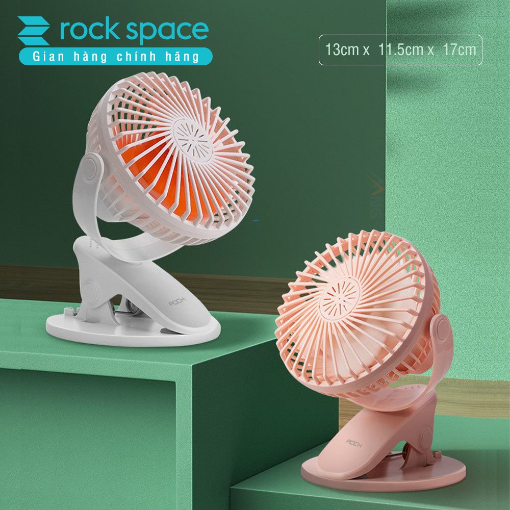 Quạt mini tích điện để bàn cầm tay Rockspace, quạt kẹp bàn dùng liên tục đến 3h- Hàng chính hãng bảo hành 12 tháng