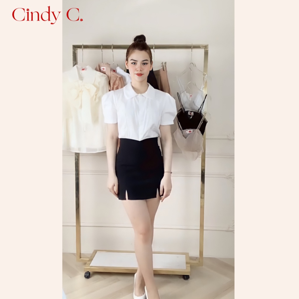 Áo ngắn tay Angie CINDY C chất liệu Kate thiết kế nhẹ nhàng nữ tính 075