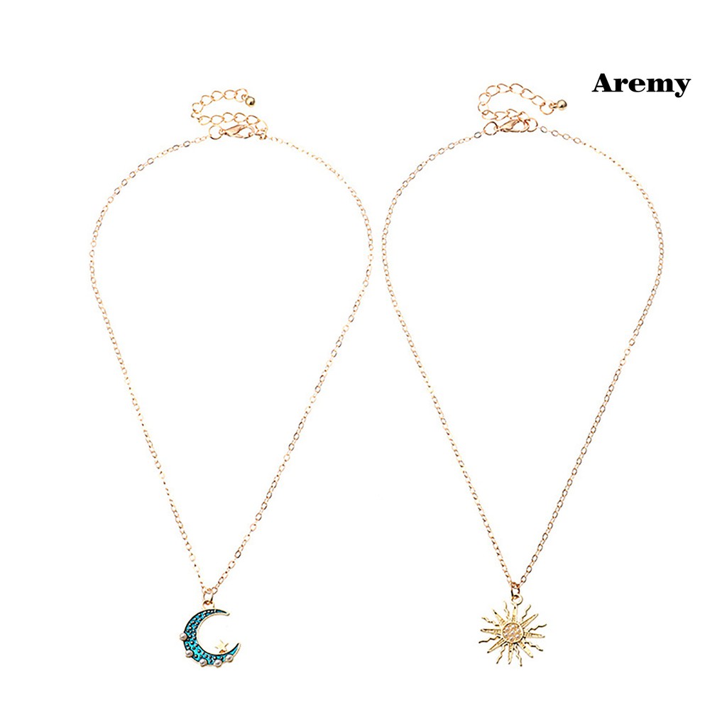 Vòng cổ 2 Lớp Mặt Hình Mặt Trăng Và Mặt Trời Đính Đá