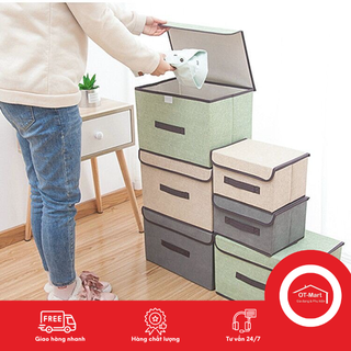 Hộp đựng quần áo, thùng vải đựng đồ có nắp đa năng