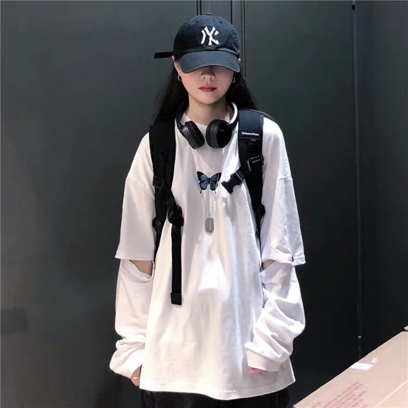 Áo Tay cắt hình thêu bươm bướm 🦋 xanh