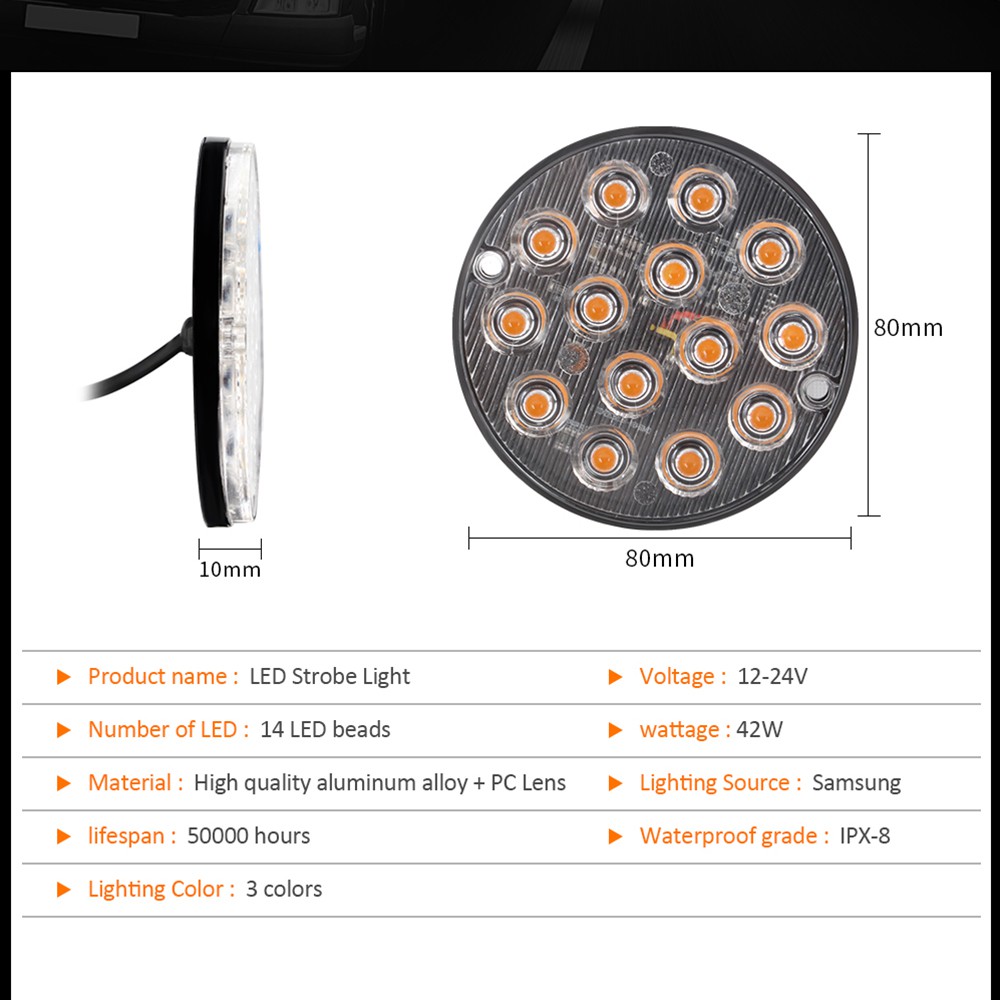 Đèn LED Cảnh Báo Khẩn Cấp 3 Chế Độ 12 / 24V Chất Lượng Cao Cho Xe Hơi / Xe Tải