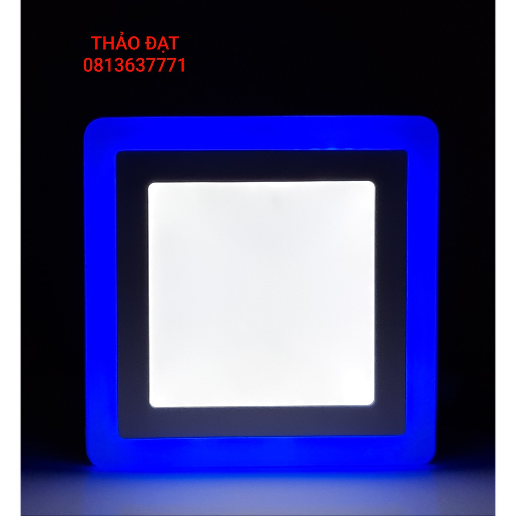 ĐÈN LED ỐP TRẦN VUONG VIỀN XANH DƯƠNG 3 CHẾ ĐỘ MÀU: 12W+4W