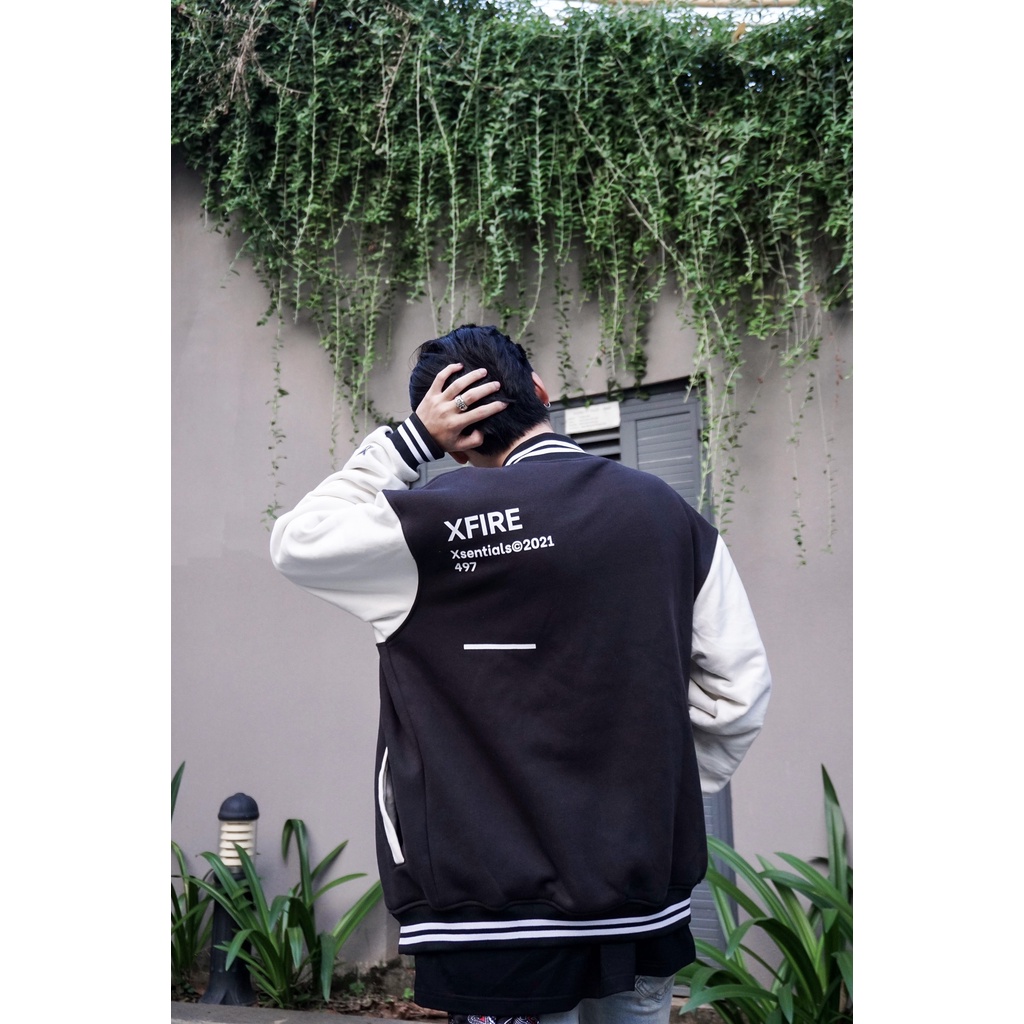 Áo Khoác Bóng Chày Bomber Vải Nỉ Nam Nữ Thêu Form Rộng 2 Lớp Màu Đen Trắng By Local Brand Xfire Áo Khoác Varsity