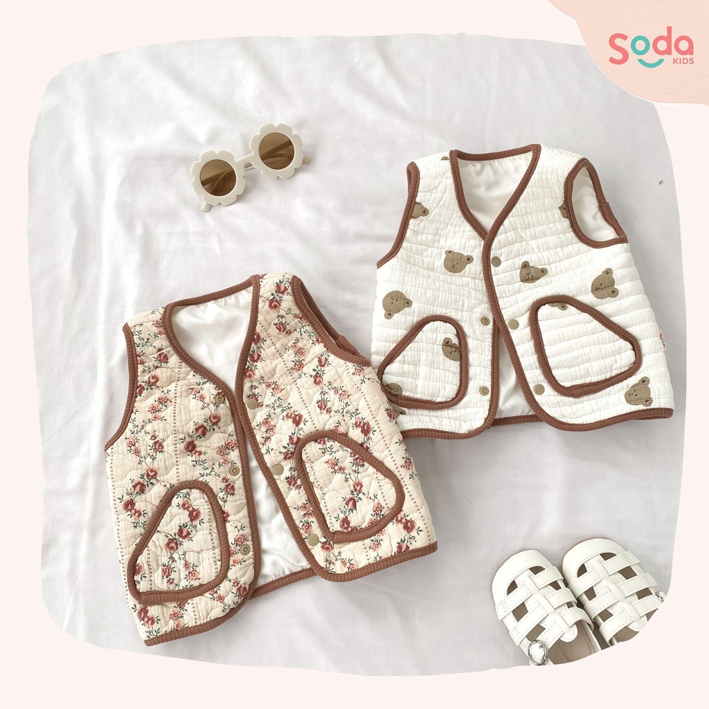 Áo gile chần bông cho bé SODA KIDS chất liệu chần bông ấm áp, phong cách Hàn Quốc
