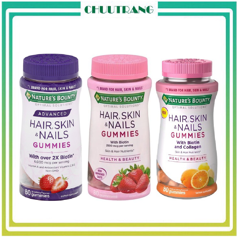 kẹo mọc tóc,dep da, móng Hair Skin Nail Nature's Bounty 80 viên - HÀNG CHUẨN