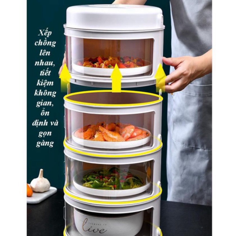 LỒNG bàn tâng giữ Nhiệt Hộp Đựng Thực Phẩm - Lưu Trữ Hộ Gia Đình Chống Bụi 5 Tầng Trong Suốt