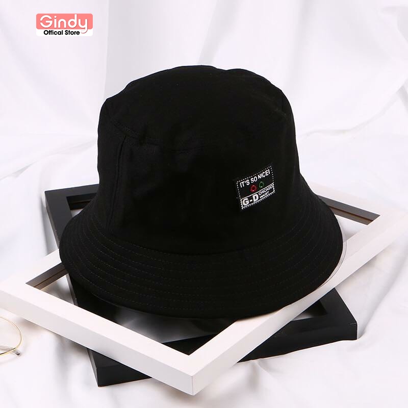 [Mã WABRGD153 giảm 12% đơn 99K] Nón bucket it so nice GINDY đen vành tròn phong cách Ulzzang form unisex nam nữ MU0001