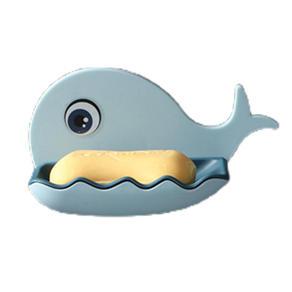 Wall-mounted Soap Dish Cartoon Whale Soap Holder with Drain Design for Bathroom Kitchen burang