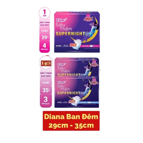 Băng Vệ Sinh Diana Ban Đêm 29cm - 35 cm.Hàng Sịn Công Ty