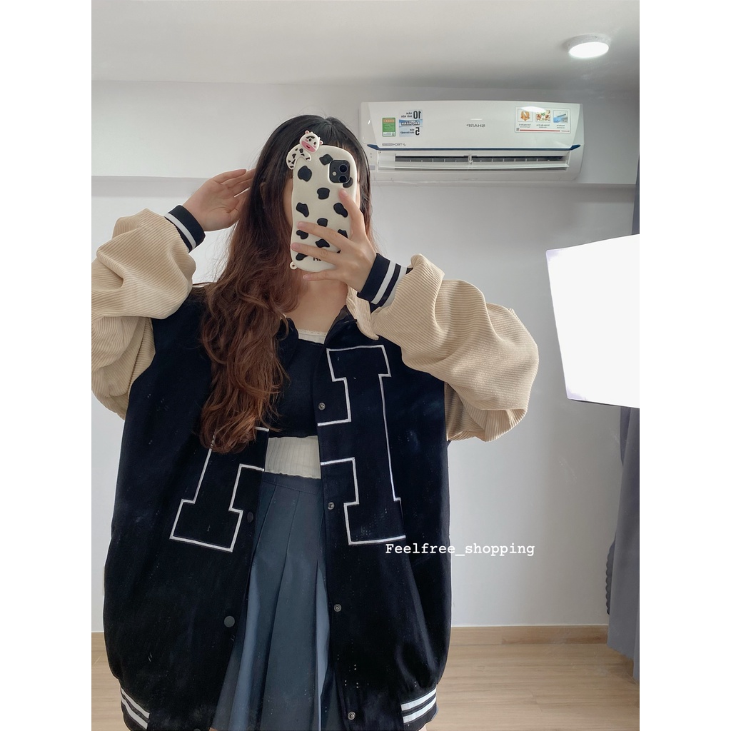 Áo Khoác Bomber Kaki 2 Lớp Vải Thêu Unisex Ulzzang (Hình Thật +clip Unbox)