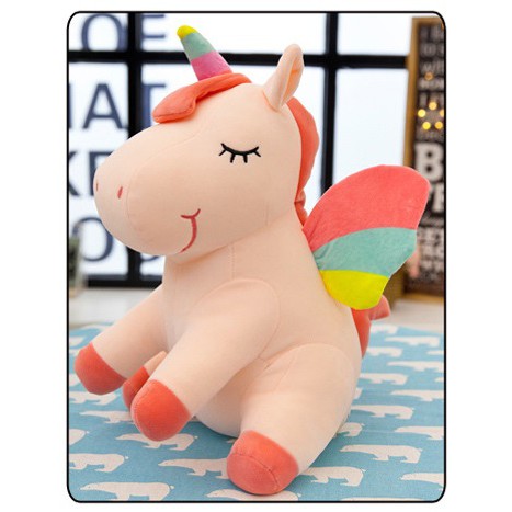 Gấu bông unicorn - thú bông ngựa Pony 1 sừng size 35 cm