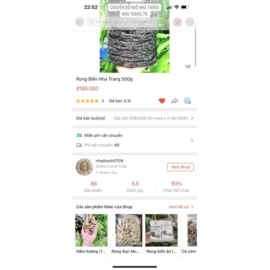 Rong biển thấp 500g