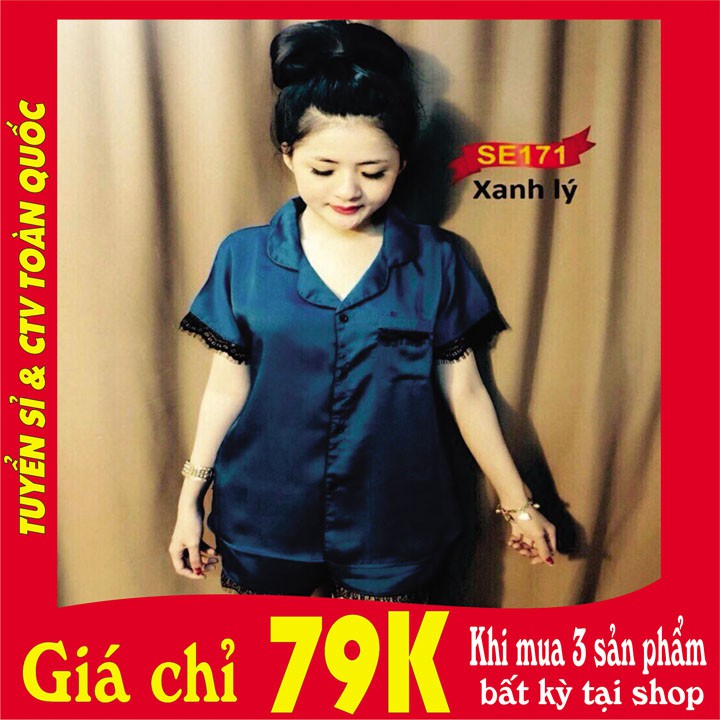 Đồ Mặc Nhà, Đồ Ngủ Nữ Ngắn Tay  Chất Phi Bóng Siêu Mát