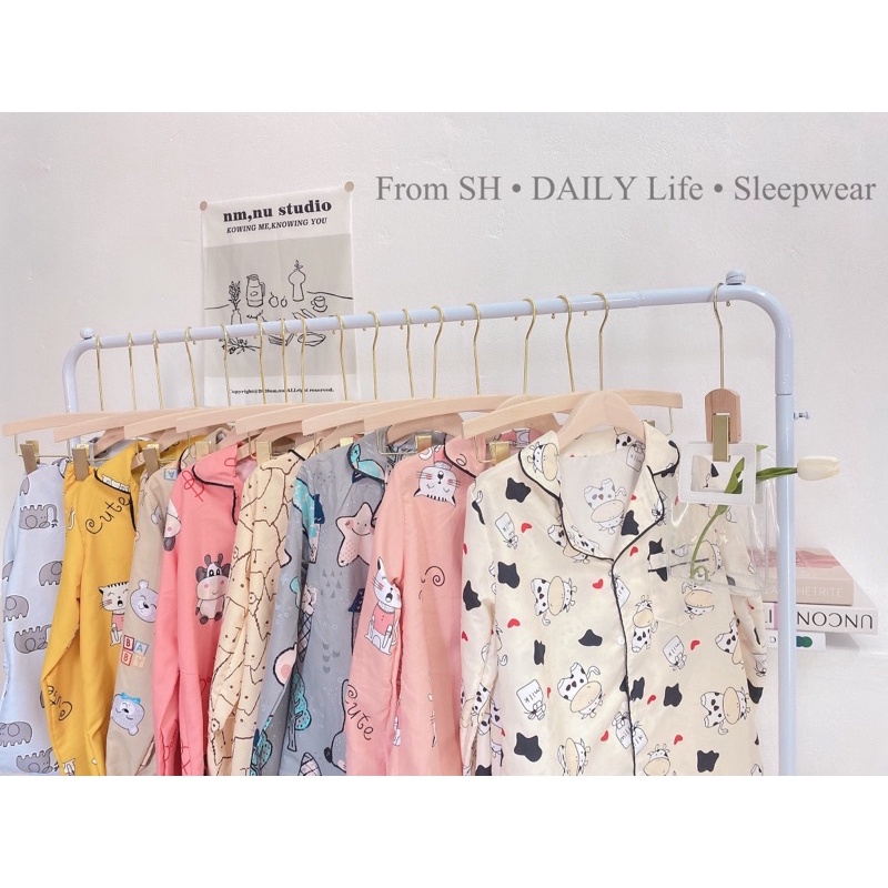 Sock bộ pijama kate Thái tay dài quần dài