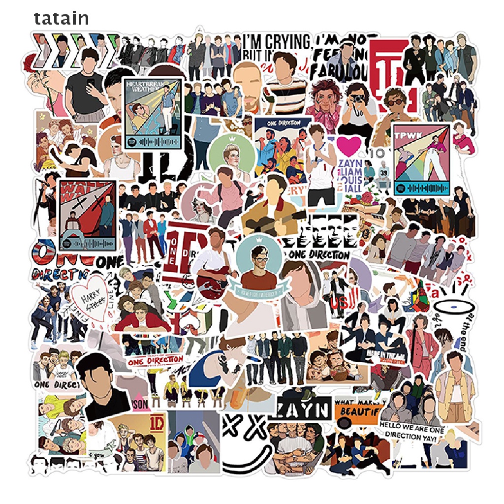 [TAT] 100PCS One Direction Stickers Music Singer Band Waterproof Sticker Decals kids CVX