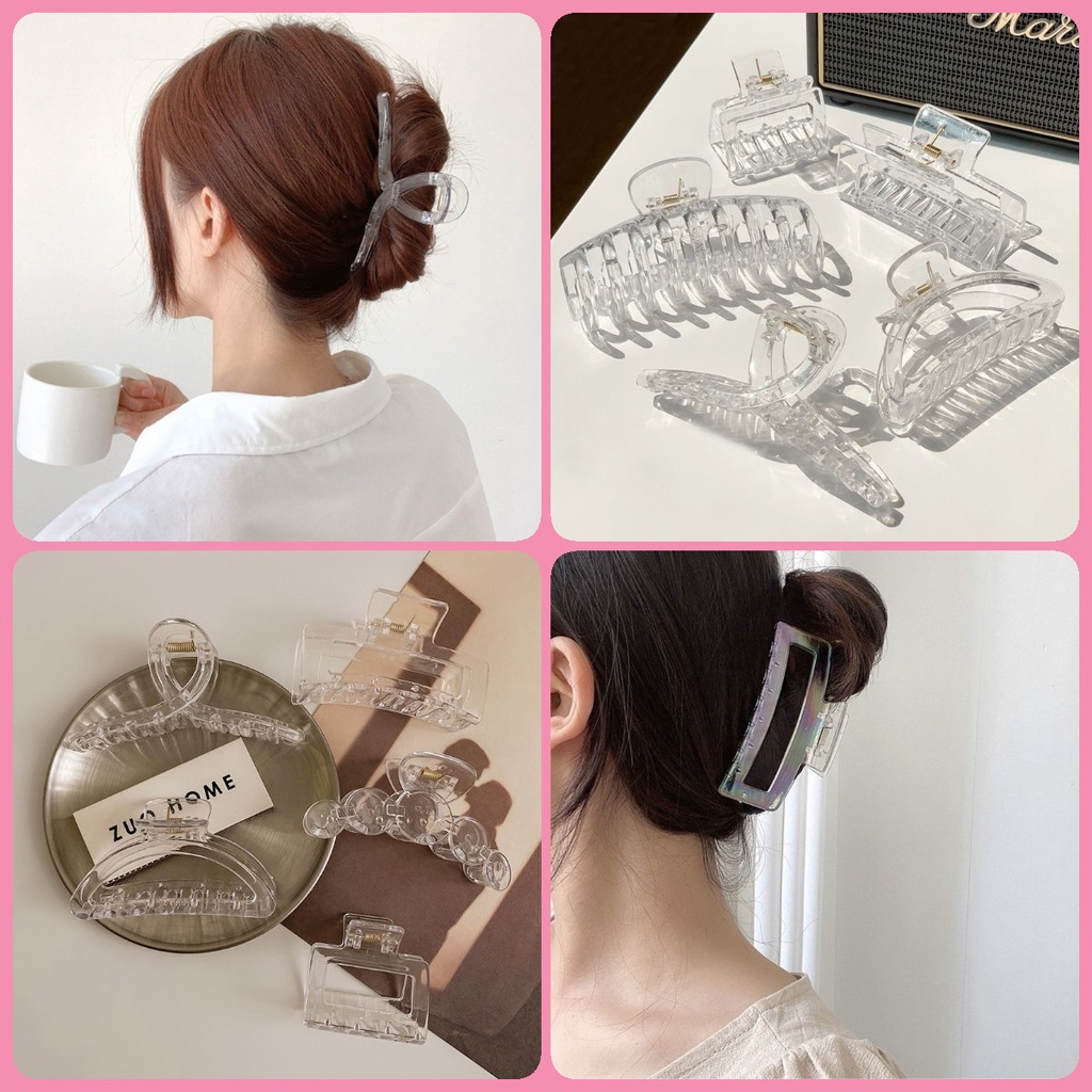 Kẹp tóc cỡ lớn trong suốt phong cách Hàn Quốc tinh tế thời trang