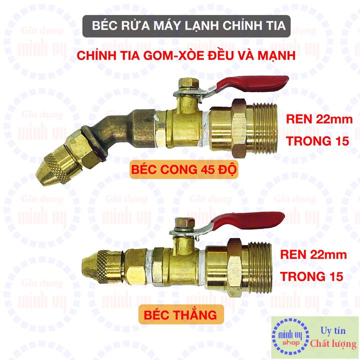 Đầu béc rửa máy lạnh điều hòa dùng cho máy rửa xe chỉnh áp - đầu chỉnh được - ngắn/cong