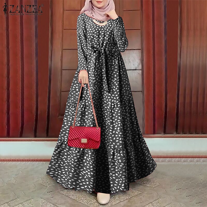 Zanzea Đầm Dài Tay Không Đối Xứng Phong Cách Hồi Giáo Thời Trang Cho Nữ