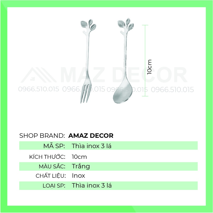 SALE GIÁ XƯỞNG Thìa nĩa dĩa ăn decor hình lá rĩa lá phong cách Vintage hoàng gia tân cổ điển tạo hình 3 lá