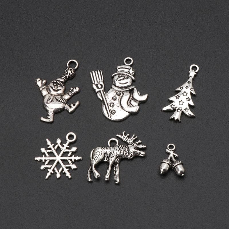 Set 6 mặt Vòng cổ bạc phong cách giáng sinh DIY