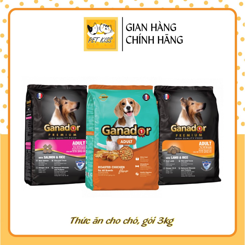 Thức ăn hạt cho chó trưởng thành Ganador, gói 3kg