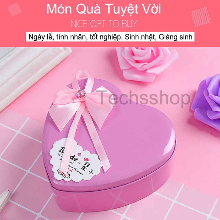 Hộp Quà Trái Tim 3 Bông Hoa Hồng Sáp Và Gấu - Quà Tặng Lễ Tình Nhân Valentine 14/2 - Quà Tặng Sinh Nhật