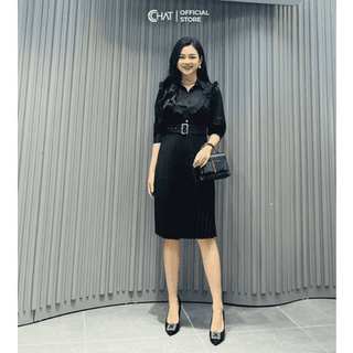 Váy dập ly phối bèo cổ đức CCHAT