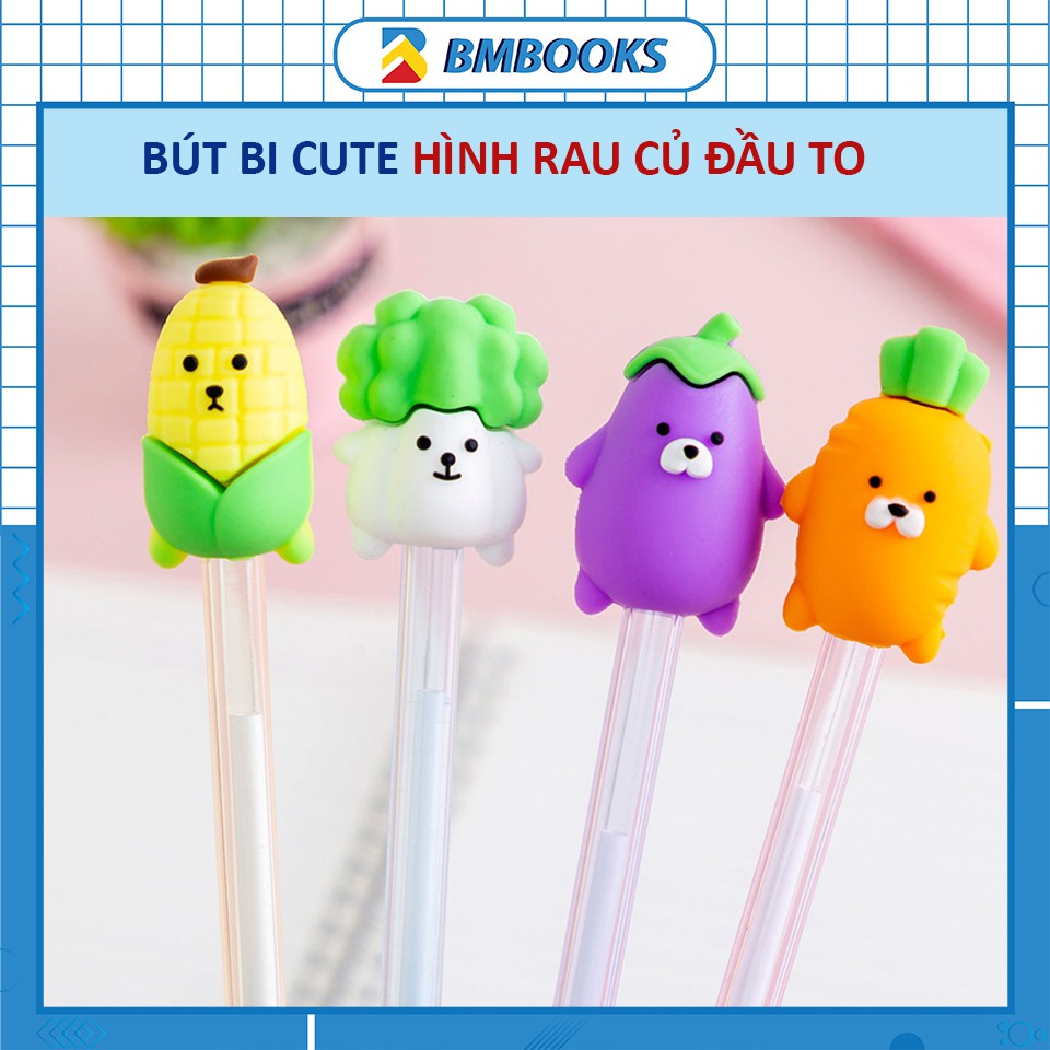 Bút bi cute dễ thương hình Rau củ đầu to ngộ nghĩnh tùy chọn mẫu BMBooks