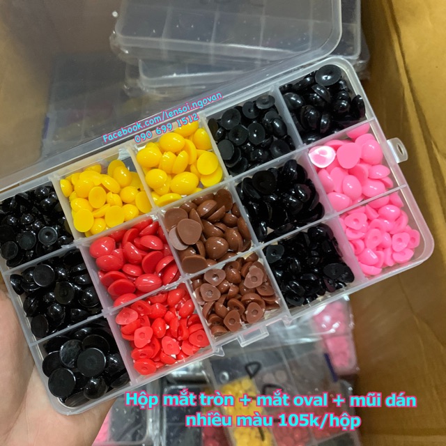 Hộp mắt tròn + mắt Oval + mũi dán nhiều màu