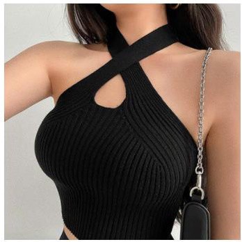 Áo croptop không tay ôm sát màu sắc đơn giản dành cho nữ