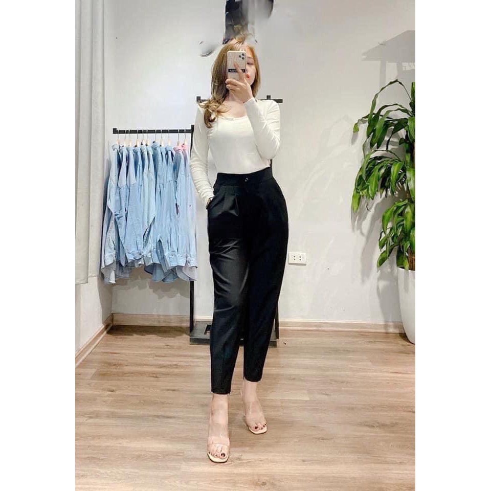 Quần baggy cao cấp kiểu dáng công sở ống khóa kéo chân tôn dáng