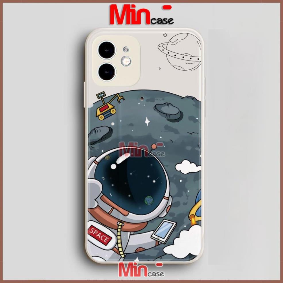 Ốp lưng iPhone Phi hành gia Cute cạnh viền vuông silicon mềm dẻo cho iphone 6/6s/7/8/X/XS/11/12/13 Pro Plus Max